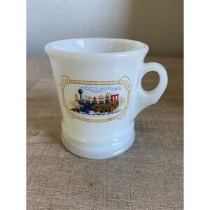 Vintage Avon Train Steam Engine Locomotive Milk Glass Mug Shaving Mug